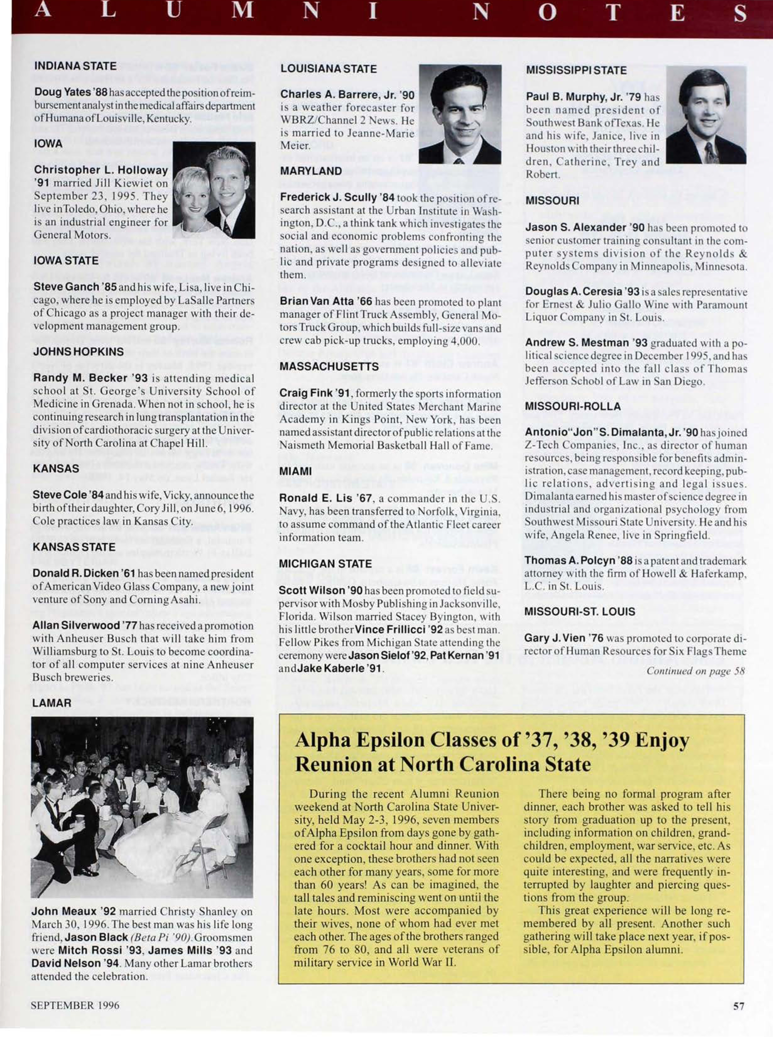 Alpha Epsilon Classes of '37, '38, '39 Enjoy Reunion at North Carolina State